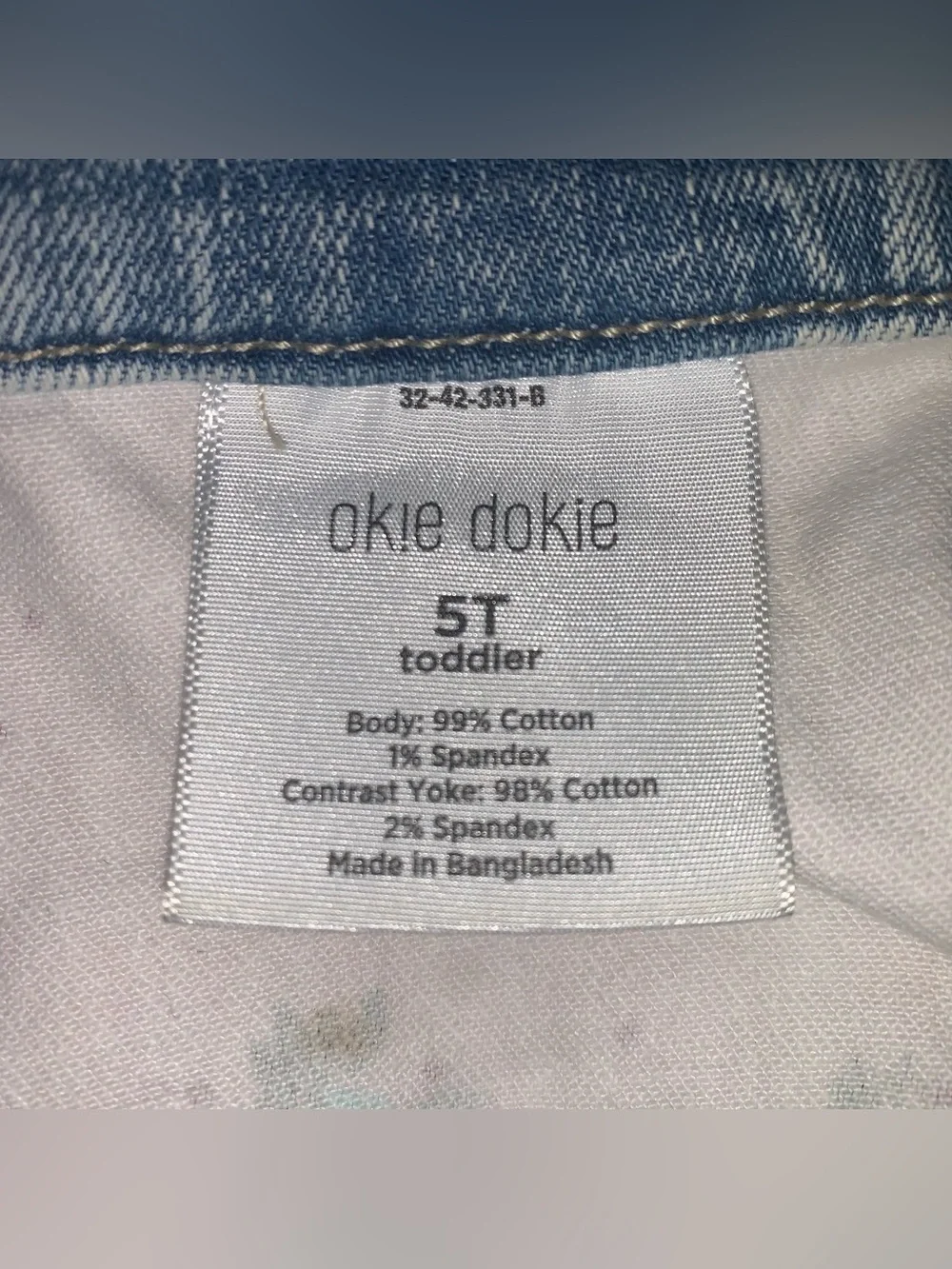 Okie Dokie Baby Girls Floral Detail Denim Jean Jacket Blue Multi Size 5T
